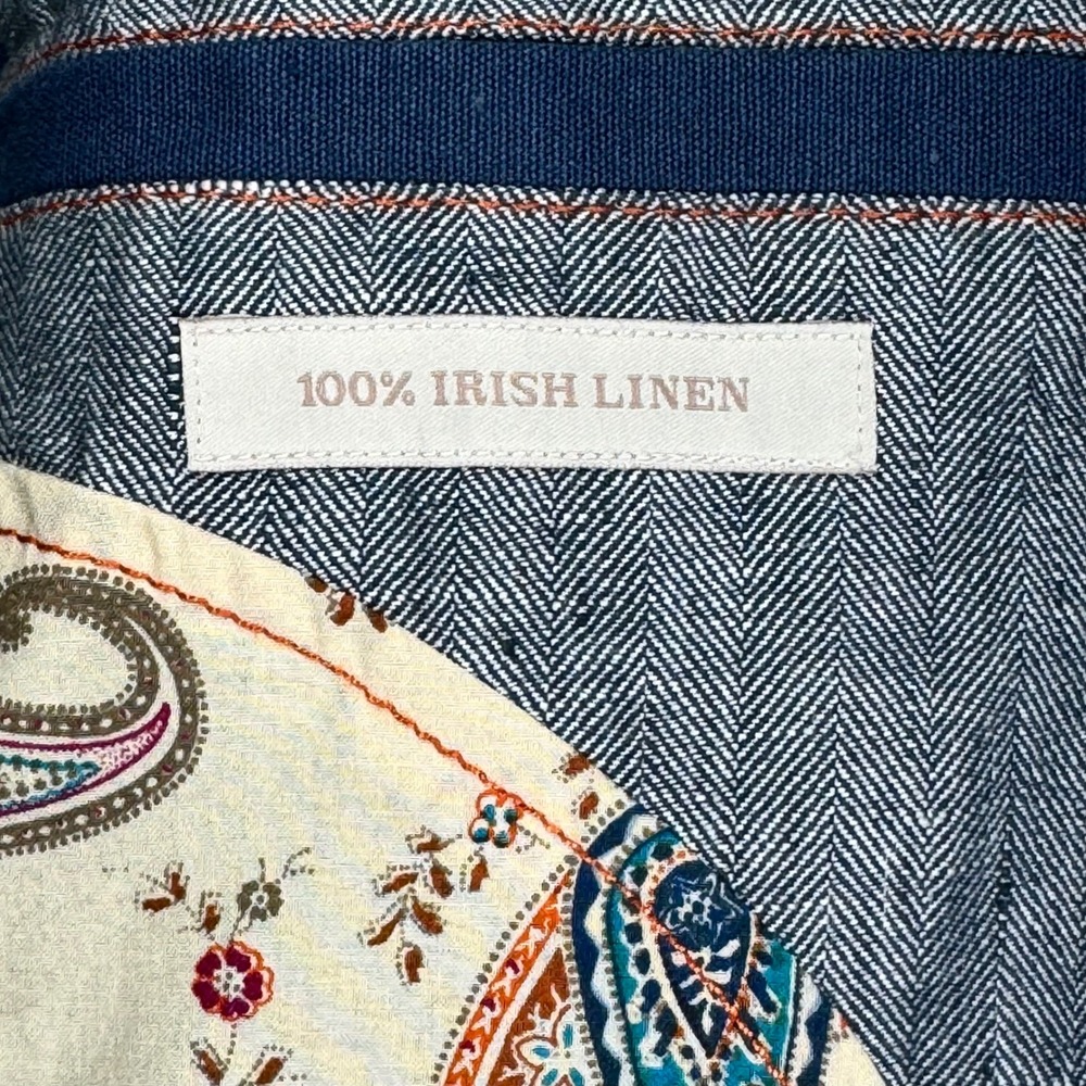 Tommy Bahama Mens XL 100% Irish Linen Blue Herringbone Blazer Sport Coat Coastal - Picture 8 of 13